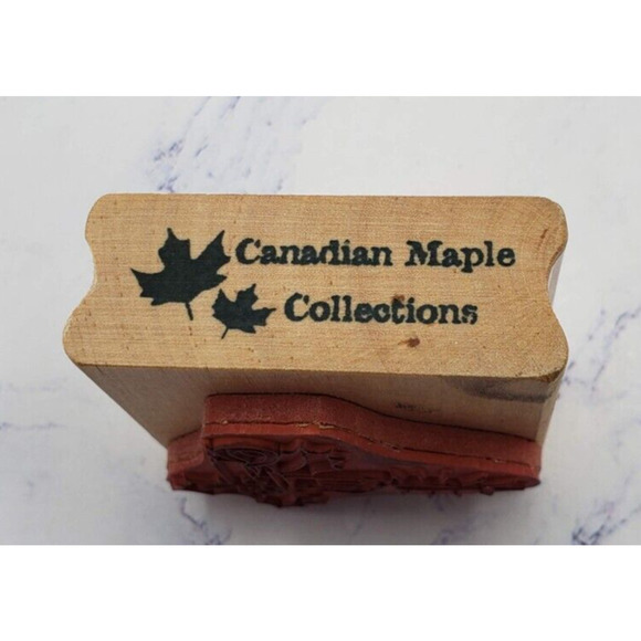 Holiday Christmas Candle With Holly Canadian Maple Collections Rubber Stamp - Picture 3 of 8